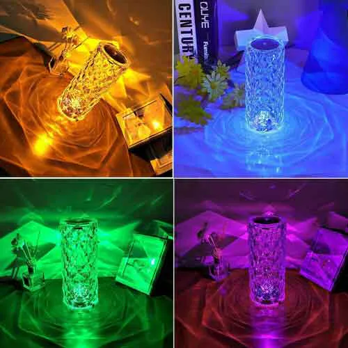 16 Color RGB Crystal Diamond Table Lamp 2 pice