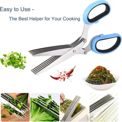 5-Blade Herb & Vegetable Kitchen Scissors 2 pice - Image 3